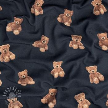 Úplet Teddy bears navy digital print ORGANIC