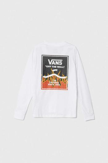 Dětské bavlněné tričko s dlouhým rukávem Vans PRINT BOX 2.0 LS BOYS bílá barva, s potiskem