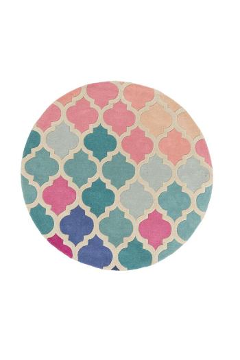 Flair Rugs koberce Ručně všívaný kusový koberec Illusion Rosella Pink/Blue kruh - 160x160 (průměr) kruh cm Vícebarevná