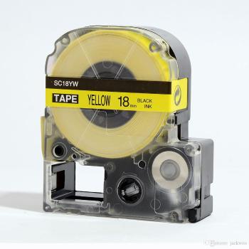 Epson LK-SC18YW, 18mm x 9m, černý tisk / žlutý podklad, kompatibilní páska