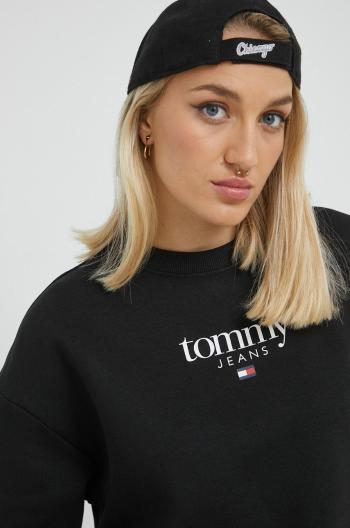 Mikina Tommy Jeans dámská, černá barva, s aplikací