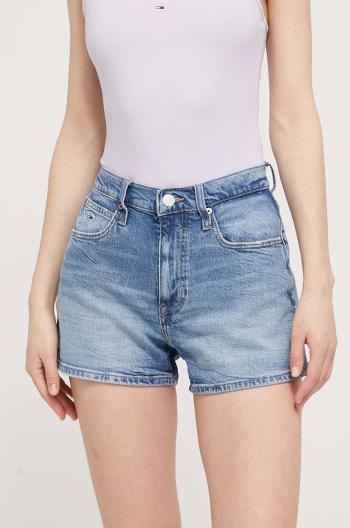 Džínové šortky Tommy Jeans dámské, hladké, high waist, DW0DW17642