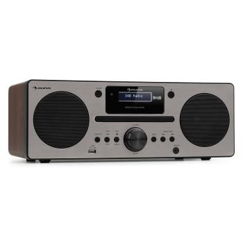 Auna Harvard, mikrosystém, DAB / DAB +, FM tuner, CD přehrávač, USB nabíjení, ořech