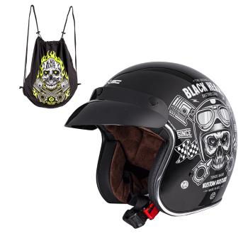 Moto přilba W-TEC Black Heart Kustom  Skull, černá lesk  M (57-58)