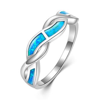 NUBIS® Stříbrný prsten s modrým opálem - velikost 50 - NB-5102-OP05-50