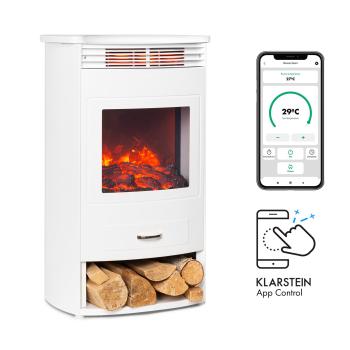 Klarstein Bormio Smart, elektrický krb, 950/1900W, teploměr, týdenní časovač, bílý