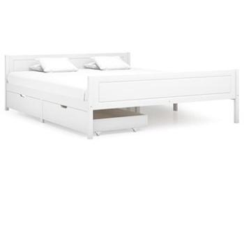 Rám postele se 2 zásuvkami bílý masivní borovice 160 × 200 cm, 3060501 (3060501)