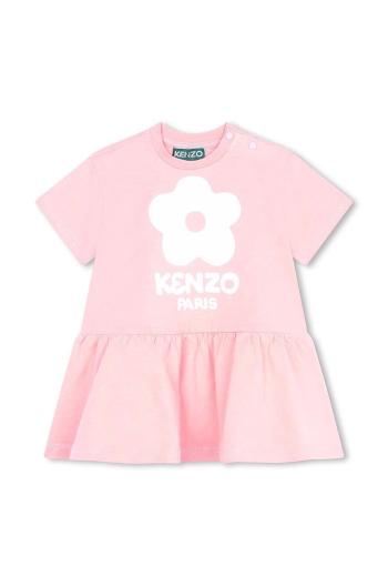 Dětské bavlněné šaty Kenzo Kids růžová barva, mini