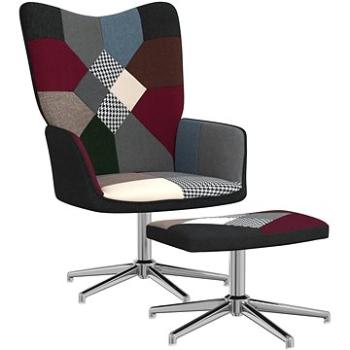 Relaxační křeslo se stoličkou patchwork textil , 328202 (328202)