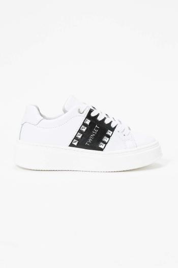 Dětské kožené sneakers boty Twinset bílá barva, 242GCJ018