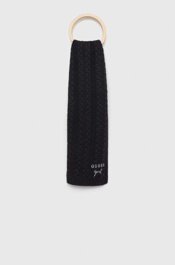 Dětský šátek z vlněné směsi Guess černá barva, s aplikací