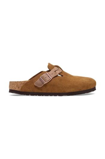 Semišové pantofle Birkenstock Boston dámské, hnědá barva, 1026713