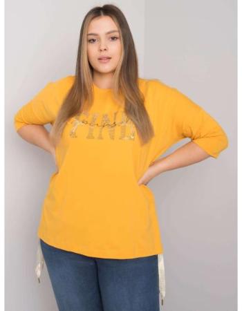 Dámská halenka s kamínky plus size ELENA žlutá