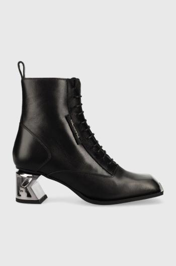 Kožené kotníkové boty Karl Lagerfeld K-blok dámské, černá barva, na podpatku