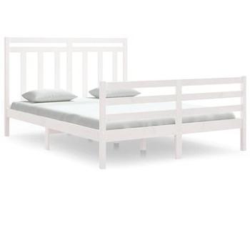 Rám postele bílý masivní dřevo 150 × 200 cm King Size, 3105321 (3105321)