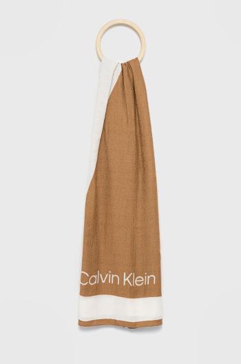 Šátek Calvin Klein béžová barva