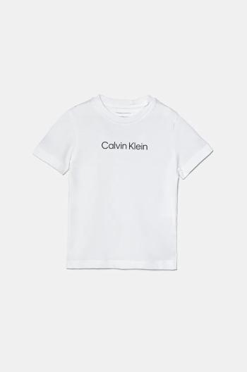 Dětské bavlněné tričko Calvin Klein Jeans bílá barva, s potiskem, IU0IU00682