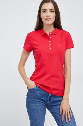 Polo tričko Tommy Hilfiger červená barva, s límečkem
