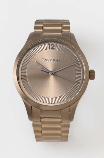 Hodinky Calvin Klein hnědá barva