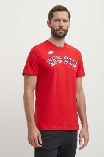 Bavlněné tričko Nike Boston Red Sox červená barva, s potiskem