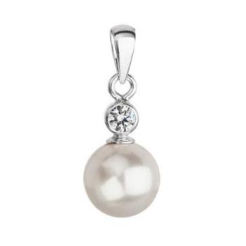 Stříbrný přívěsek s krystalem Swarovski a bílou kulatou perlou 34201.1, Bílá
