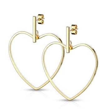 Šperky4U Zlacené visací  náušnice srdce - OPN1654-GD