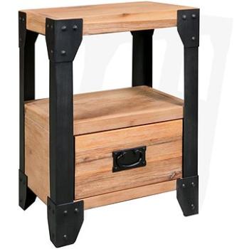 Noční stolek, masivní akáciové dřevo a ocel, 40 x 30 x 54 cm       (244993)
