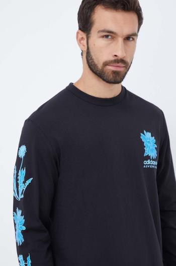 Bavlněné tričko s dlouhým rukávem adidas Originals černá barva, s potiskem