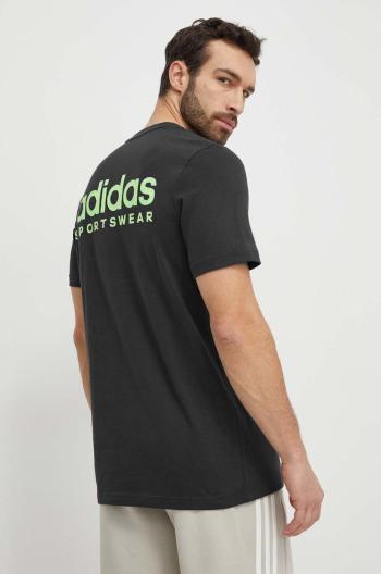 Bavlněné tričko adidas šedá barva, s potiskem, IX4452