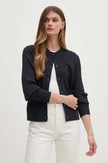 Bavlněný kardigan Tommy Hilfiger tmavomodrá barva, lehký, WW0WW43329