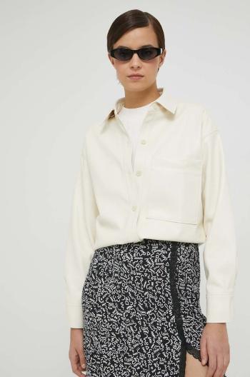 Košile Abercrombie & Fitch dámská, béžová barva, regular, s klasickým límcem