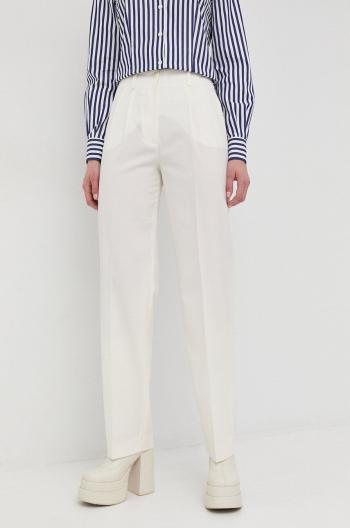 Kalhoty se směsi vlny Luisa Spagnoli Dámské, béžová barva, jednoduché, high waist