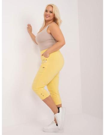 Dámské kalhoty plus size 3/4 z látky KOTTA světle žluté  