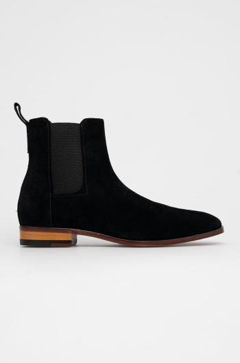 Semišové kotníkové boty Hugo pánské, černá barva