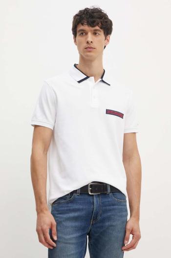 Polo tričko Tommy Hilfiger bílá barva, s aplikací, MW0MW34786