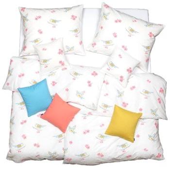 SCANquilt povlečení KREP ptáček sakura bílorůžová (32908)