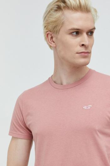 Bavlněné tričko Hollister Co. růžová barva