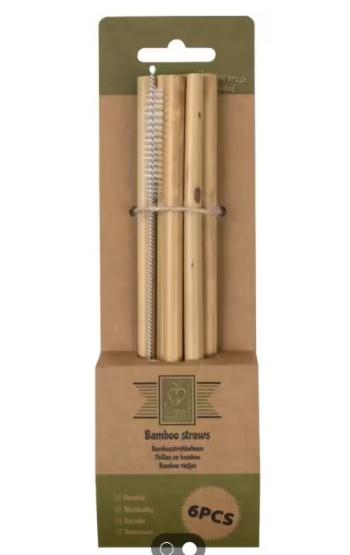 Set 6ks bambusová brčka se štětečkem - Ø1*20cm C2128