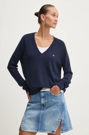 Svetr Tommy Jeans dámský, modrá barva, lehký, DW0DW18670