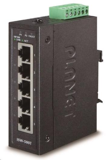 Planet ISW-500T Switch, 5x 10/100Base-TX, ESD, DIN, IP30, -40~75°C