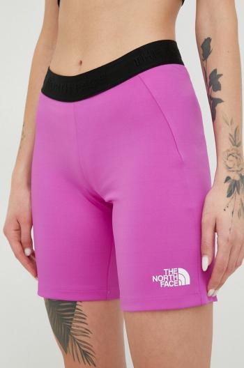 Sportovní šortky The North Face Mountain Athletics dámské, fialová barva, hladké, medium waist