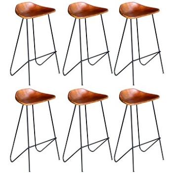 Barové židle 6 ks hnědé pravá kůže (276364)