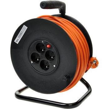PremiumCord prodlužovací kabel 230V 50m buben, 4x zásuvka, oranžový (ppb-01-50)