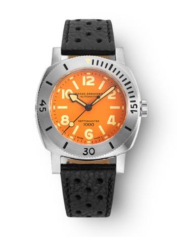 Nivada Grenchen Depthmaster Numerals Orange - Black Racing Strap