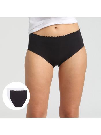 DIM BODY TOUCH HIGH BRIEF 2x - Dámské bavlněné kalhotky s vyšším pasem 2 ks - černá - bílá