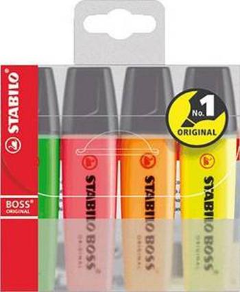 Stabilo zvýrazňovač textu STABILO BOSS® ORIGINAL 70/4 4 ks/bal. žlutá, zelená, oranžová, růžová 2 mm, 5 mm 4 ks