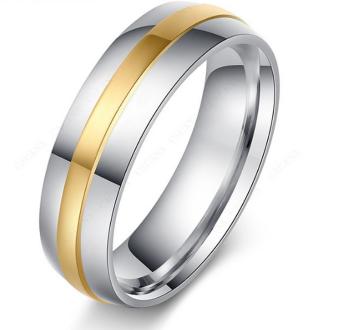 Ziskoun Stříbrnozlatý prsten z chirurgické oceli Gold Line SR000085 Velikost: 10