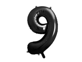 PartyDeco Fóliový balón narozeninové číslo 9 černý 86 cm
