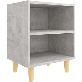 Noční stolek masivní dřevěné nohy betonově šedý 40 × 30 × 50 cm (805787)
