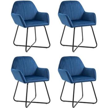 Jídelní židle 4 ks modré samet (277005)